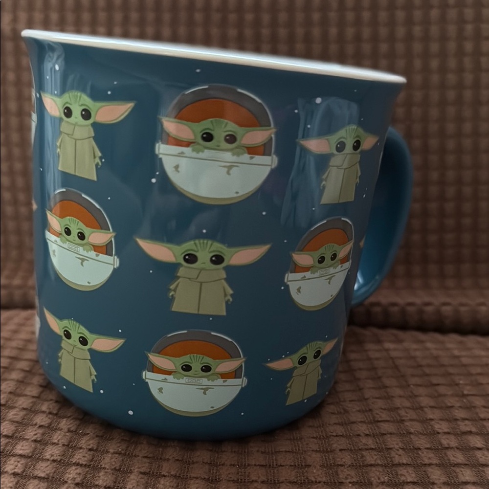 Blue Mug with Baby Yoda Design